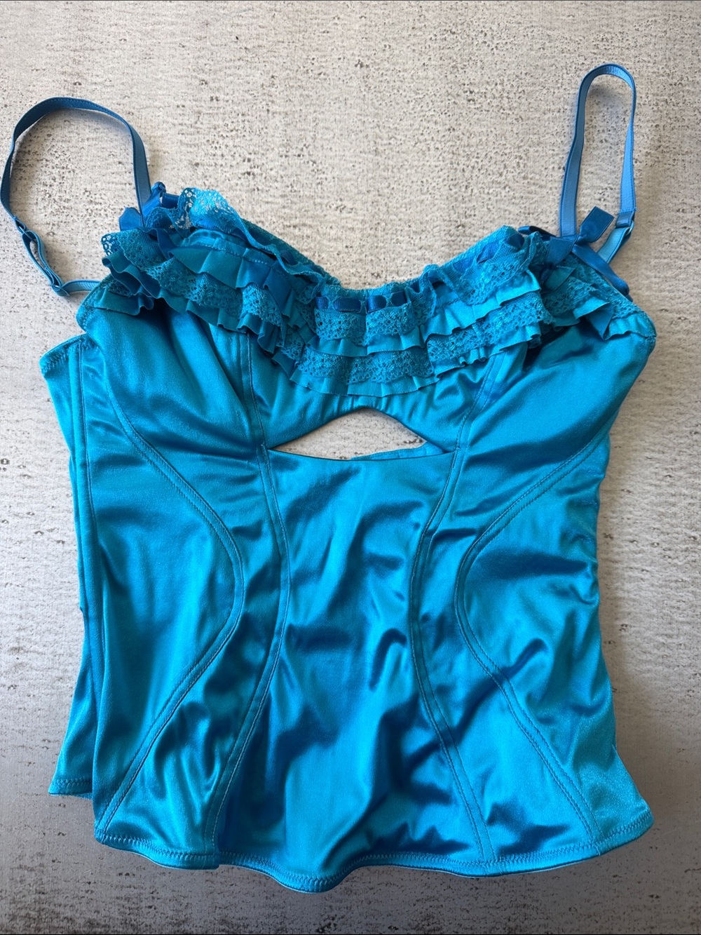 Victoria's Secret Teal Satin Ruffle Camisole